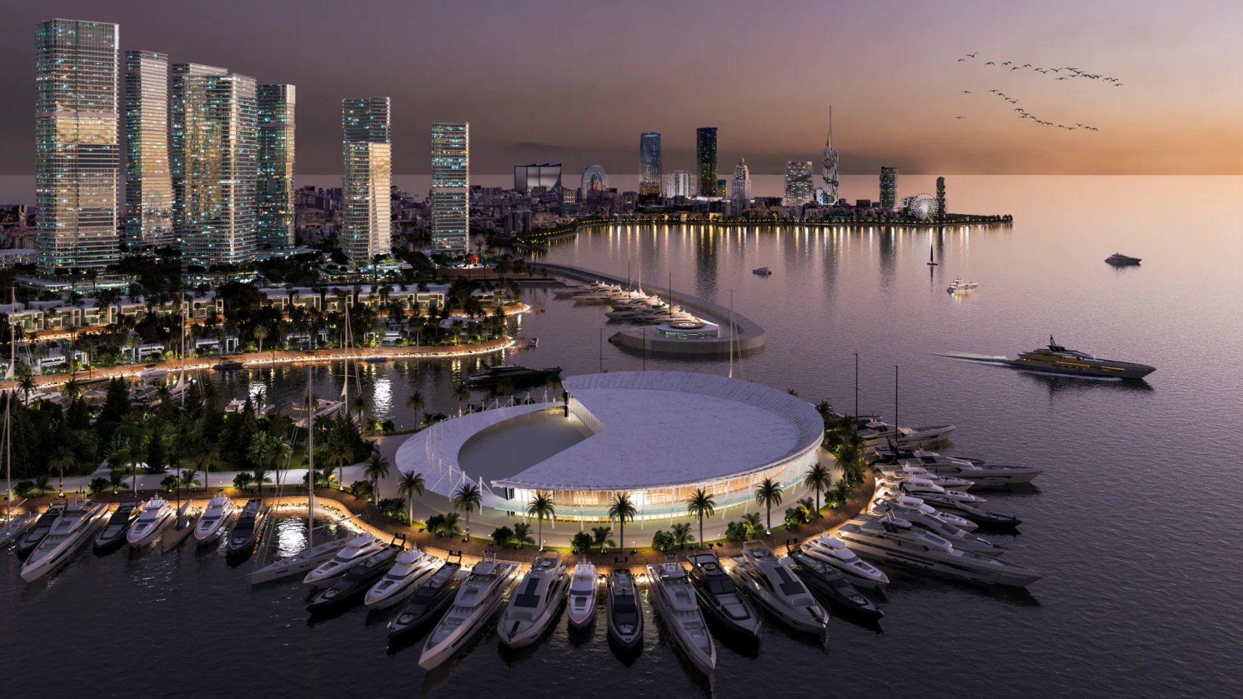 The marina at night